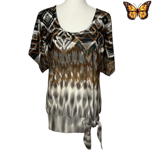 Ricki's Scoop Neck Winged Short Sleeve Tie Side Bottom Top Size Small - Picture 1 of 13
